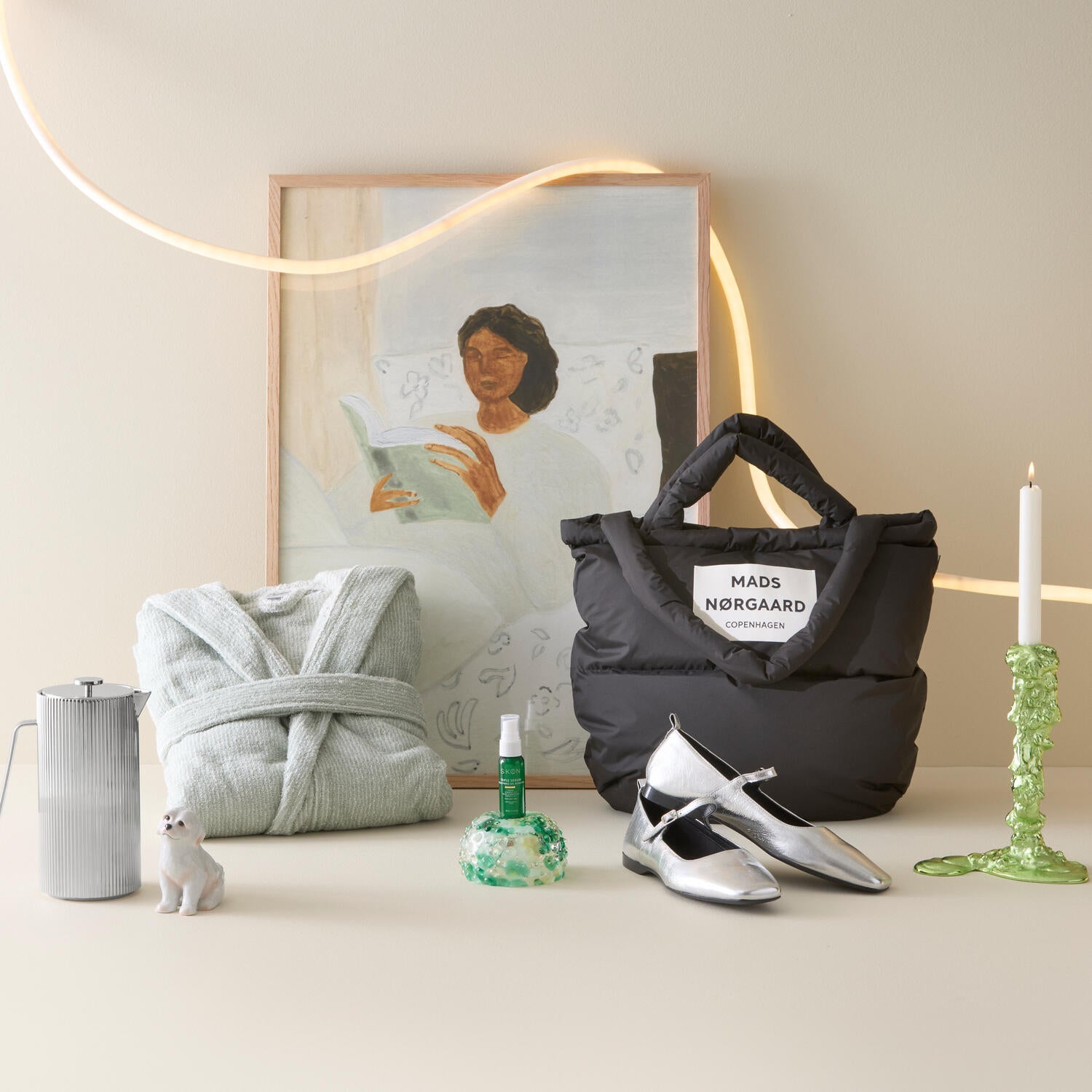 Morning Read plakat, mønstret - 50x70 cm